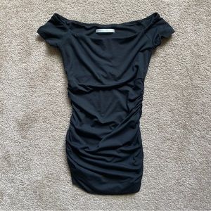 Susana Monaco off the shoulder black mini dress